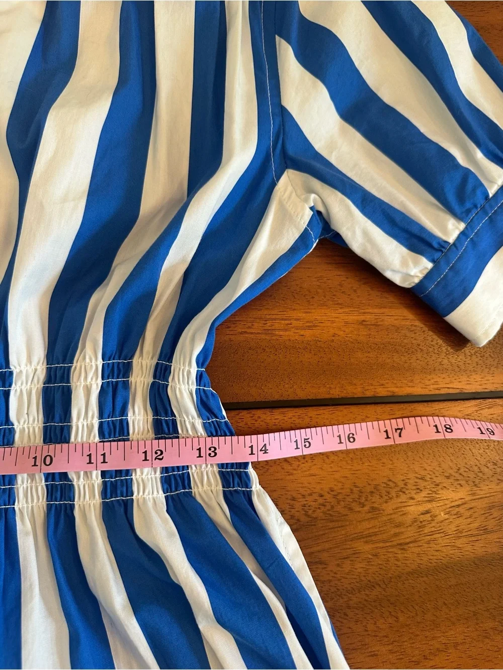 SOLID & STRIPED Blue & White Striped Midi Delilah v neck Cotton Dress w/pockets - Picture 9 of 10